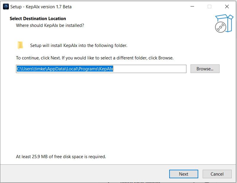 KepAIx install destination