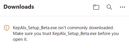 Windows download warning